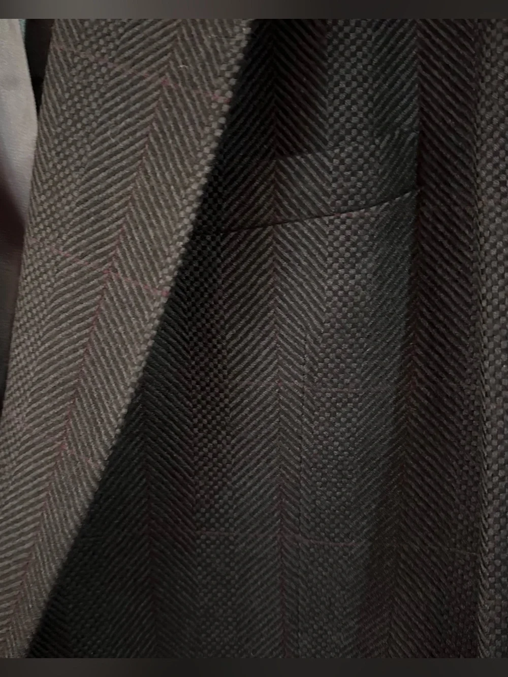 Vintage Austin Grey Herringbone Blazer 100% Wool Menswear Suit Jacket Sportscoat